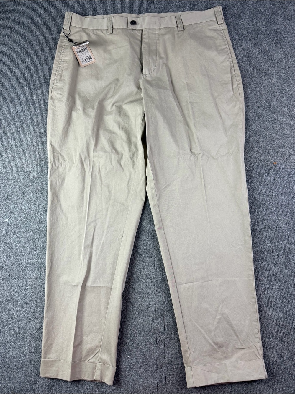 Massimo Dutti Tapered Fit Mens 100% Cotton Flap Pocket Pants Sz 38x30 Khaki